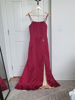 Burgundy Evening Gown with Side Slit